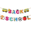 Banderole de bienvenue à l'école avec bus scolaire et crayons pour décoration de classe - Bannières