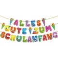Banderole colorée Alles Gute zum Schulanfang avec crayons et cônes scolaires fête - Bannières Seule (Sans Ballons)