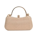 Pochette da sera oro champagne glitterata con manico in strass e chiusura a sfera lucida - Cachi