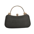 Pochette da sera nera scintillante con manico in oro e cristalli e chiusura a sfera - Nero