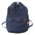 Mochila minimalista de mezclilla azul marino con bolsillo frontal y asa reforzada - Azul oscuro
