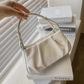 Elegante bolso nube fruncido en color crema con asa estilizada y diseño vintage - Blanco
