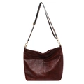Borsa tote marrone vintage in similpelle con tracolla jacquard e finiture dorate - Marrone