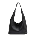 Retro schwarze Hobo-Tasche aus Leder mit Kieselmaserung und geräumigem Innendesign - Schwarz
