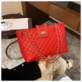 Borsa a tracolla trapuntata rossa con chiusura a scatto dorata per donna - Rosso