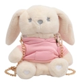 Süße Hasen Plüsch Umhängetasche mit rosa Hoodie und goldener Kette auf weißem Hintergrund - Rosa