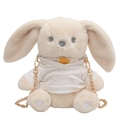 Hasen-Plüschtasche in Creme mit weißem Kapuzenpulli und goldener Kette für Damen - Weiß