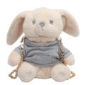 Plüsch-Hasentasche in Beige mit grauem Hoodie und einer eleganten goldenen Kettenriemen - Grau