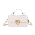 Sac à main beige matelassé avec boucle dorée et bandoulière amovible élégant - Blanc Cassé