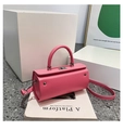 Chic pink cylindrical handbag with smooth leather texture and metal buckle detail - Pink