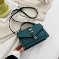 Elegante borsa a tracolla quadrata verde acqua con fibbia dorata e manico superiore - Blu