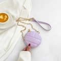 Mini lila ronde gewatteerde crossbodytas met gouden ketting en leren riemdetails - Paars