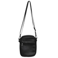 Bolso bandolera minimalista de cuero PU negro para móvil con cremallera plateada - Negro