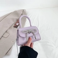Mini lavendel handtas met strass strik en zilveren kettingriem voor dames - Paars