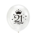Ballon blanc 21ème anniversaire avec couronne noire et étoiles pour fête - Style Imprimé Transparent 21 Ans