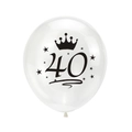 Ballon en latex transparent pour 40ème anniversaire avec couronne et étoiles - Style Imprimé Transparent 40 Ans