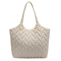 Sac fourre-tout matelassé blanc crème avec motif de feuilles et longues lanières - Blanc Cassé