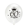 Ballon de 60 ans en latex transparent avec impression de couronne noire pour fête - Style Imprimé Transparent 60 Ans