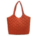 Sac fourre-tout orange vif matelassé avec motif de feuilles et poignées rembourrées - Orange