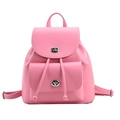 Pink minimalist large capacity backpack for women with silver metal twist locks - Rose Red