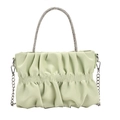Sac à main plissé vert clair élégant avec poignée en cristal et chaîne argentée - Vert