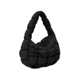 Mini bolso nube negro acolchado con diseño hobo abullonado y tejido sintético plisado - Negro