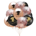 Detail of rose gold and black graduation balloons with We Did It text and glitter - Rose Gold Black Rose Gold Sequin Small Set