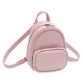Minimochila rosa de cuero PU con logotipo Fashion Bags y bolsillo delantero - 15x7x21cm / Rosa