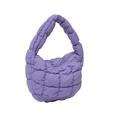 Bolso nube acolchado lavanda con textura mullida y mini asa de mano de tendencia - Morado