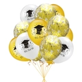 Detail von Abschluss-Luftballons mit We Did It-Druck und Goldkonfetti-Akzenten - Kleines Set Gold Weiß Goldene Pailletten