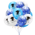 Abschlussballon-Set in Blau und Weiß mit We Did It Text und Konfetti für die Party - Kleines Set Blau Weiß Blaue Pailletten