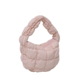Bolso de mano acolchado estilo nube rosa claro con asa fruncida y cierre de cremallera - Rosa