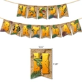 Close-up of dinosaur Happy Birthday banner with dimensions 5.11 x 7.28 inches - Banner