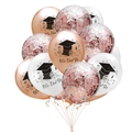 Roségoldenes Absolventen-Ballon-Set mit We Did It Slogan und Abschluss-Themen-Symbolen - Kleines Set Roségold Weiß Roségold Pailletten