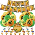 Dinosaur birthday party decoration set with Happy Birthday banner and latex balloons - Set A