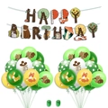 Dschungeltier Geburtstagsparty Set mit Fuchs Eichhörnchen Hasen Ballons und Happy Birthday Banner - Grüne Polka Dot Tier Banner Kollektion (Kombination 1)