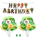 Waldtiere Party-Set mit HAPPY BIRTHDAY Banner und Waldtier-Motiv-Latexballons - Grüne Pailletten Tier Banner Kollektion (Kombination 2)