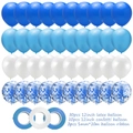 Blue and white party balloon set with confetti balloons and ribbons for decorations - Blue Theme