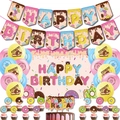 Donut-Thema Geburtstagsparty-Deko-Set mit Happy Birthday Banner, Ballons und Hintergrund - Donut-Themen-Set A (Inklusive Hintergrund)