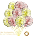 Set of 10 gold and rose gold confetti balloons with 12 inch latex and gold ribbon - 5 Gold + 5 Rose Gold (10 Pcs)