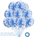 10-piece set of 12-inch clear latex balloons with blue confetti and matching ribbon - Blue (10 Pcs)