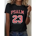 T-shirt noir en coton pour homme avec imprimé graphique PSALM 23 et col rond classique - S / Noir