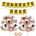 Set festa laurea 2026 con striscione Congrats Grad e palloncini coriandoli rosa - Combinazione Oro Rosa (Senza Numeri)