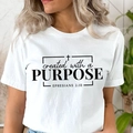 White cotton t-shirt featuring 'Created with a Purpose' print and religious motif - S / White