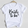 White cotton T-shirt featuring black Bride to be print with diamond ring and heart motifs - S / White