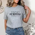 Grey Bible T-shirt with Created With A Purpose print and religious cross design - S / Light Gray