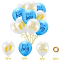 Blue and white It's a boy baby shower latex balloons set with gold ribbon decor - Blue Boy Theme A / 10 Pieces Set