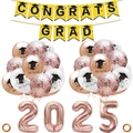 Roségoldenes Abschlussset 2025 mit Congrats Grad Bannern und We Did It Luftballons - Roségold Kombination (Mit 2025 Zahlen)