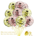 10-piece 12-inch 18th birthday clear balloons with gold sequins and ribbon for party decor - 18 Years Old