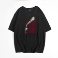 Klassisches schwarzes Baumwoll-T-Shirt mit Rundhalsausschnitt und Cin-Cin-Grafikdruck - S / Schwarz